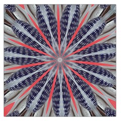 Red White Blue Kaleidoscopic Star Flower Design Large Satin Scarf (Square)