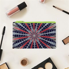 Red White Blue Kaleidoscopic Star Flower Design Cosmetic Bag (XS)