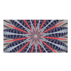 Red White Blue Kaleidoscopic Star Flower Design Satin Shawl by yoursparklingshop