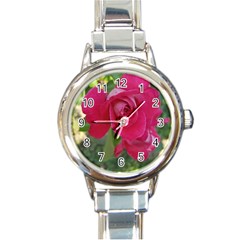 Romantic Red Rose Photography Round Italian Charm Watch by yoursparklingshop