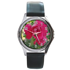 Romantic Red Rose Photography Round Metal Watch by yoursparklingshop