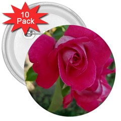 Romantic Red Rose Photography 3  Buttons (10 Pack)  by yoursparklingshop