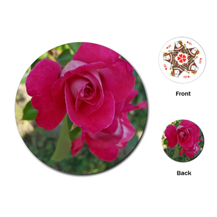 Romantic Red Rose Photography Playing Cards (Round) 