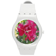 Romantic Red Rose Photography Round Plastic Sport Watch (m) by yoursparklingshop