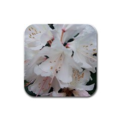 Floral Design White Flowers Photography Rubber Square Coaster (4 Pack)  by yoursparklingshop