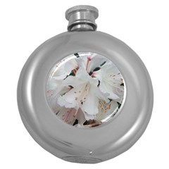 Floral Design White Flowers Photography Round Hip Flask (5 Oz) by yoursparklingshop