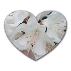 Floral Design White Flowers Photography Heart Mousepads