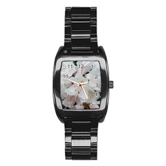 Floral Design White Flowers Photography Stainless Steel Barrel Watch by yoursparklingshop