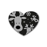 Cute Reindeer  Rubber Coaster (Heart)  Front