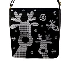 Cute Reindeer  Flap Messenger Bag (l)  by Valentinaart