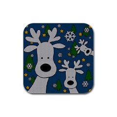 Cute Reindeer  Rubber Square Coaster (4 Pack)  by Valentinaart