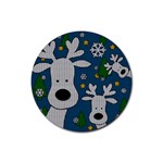 Cute Reindeer  Rubber Coaster (Round)  Front