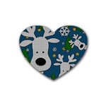 Cute Reindeer  Heart Coaster (4 pack)  Front