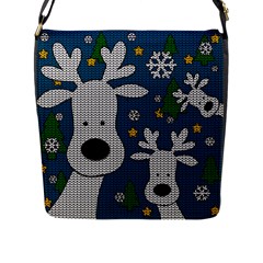 Cute Reindeer  Flap Messenger Bag (l)  by Valentinaart