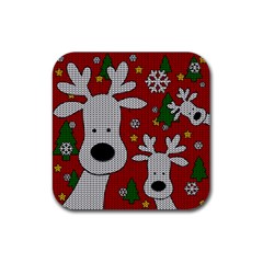 Cute Reindeer  Rubber Coaster (square)  by Valentinaart