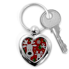 Cute Reindeer  Key Chains (heart)  by Valentinaart