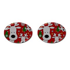 Cute Reindeer  Cufflinks (oval) by Valentinaart