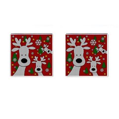 Cute Reindeer  Cufflinks (square) by Valentinaart