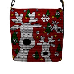 Cute Reindeer  Flap Messenger Bag (l)  by Valentinaart