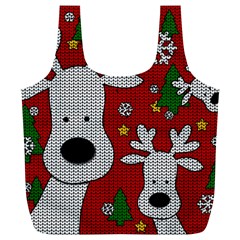 Cute Reindeer  Full Print Recycle Bags (l)  by Valentinaart