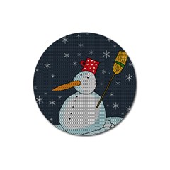 Snowman Magnet 3  (round) by Valentinaart