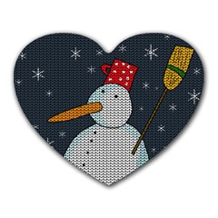 Snowman Heart Mousepads