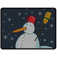 Snowman Fleece Blanket (large)  by Valentinaart