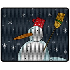 Snowman Fleece Blanket (medium)  by Valentinaart