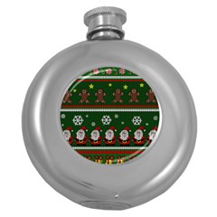 Ugly Christmas Sweater Round Hip Flask (5 Oz) by Valentinaart