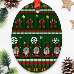 Ugly Christmas Sweater Oval Ornament (two Sides) by Valentinaart