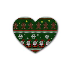 Ugly Christmas Sweater Rubber Coaster (heart)  by Valentinaart