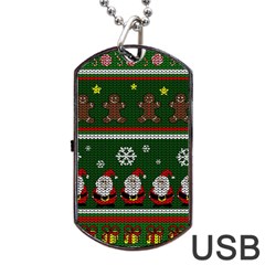 Ugly Christmas Sweater Dog Tag Usb Flash (two Sides) by Valentinaart