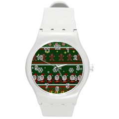 Ugly Christmas Sweater Round Plastic Sport Watch (m) by Valentinaart