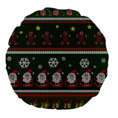 Ugly Christmas Sweater Large 18  Premium Flano Round Cushions by Valentinaart