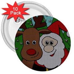 Santa and Rudolph selfie  3  Buttons (10 pack) 