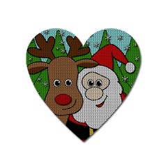 Santa and Rudolph selfie  Heart Magnet