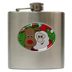 Santa and Rudolph selfie  Hip Flask (6 oz)