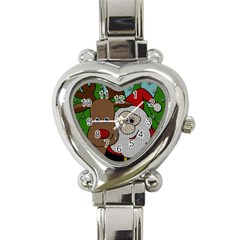 Santa and Rudolph selfie  Heart Italian Charm Watch