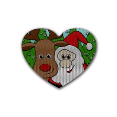 Santa and Rudolph selfie  Rubber Coaster (Heart) 