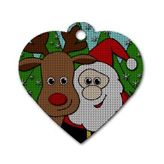 Santa and Rudolph selfie  Dog Tag Heart (Two Sides)