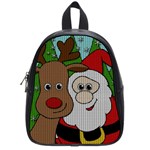 Santa and Rudolph selfie  School Bag (Small) Front