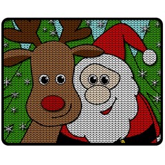 Santa and Rudolph selfie  Fleece Blanket (Medium) 