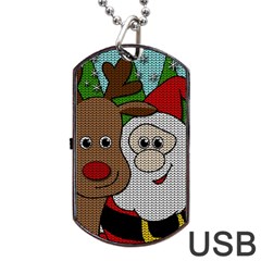 Santa and Rudolph selfie  Dog Tag USB Flash (One Side)