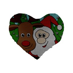 Santa and Rudolph selfie  Standard 16  Premium Heart Shape Cushions