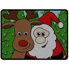 Santa and Rudolph selfie  Double Sided Fleece Blanket (Large) 