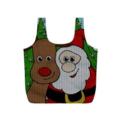 Santa and Rudolph selfie  Full Print Recycle Bags (S) 