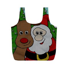 Santa and Rudolph selfie  Full Print Recycle Bags (M) 