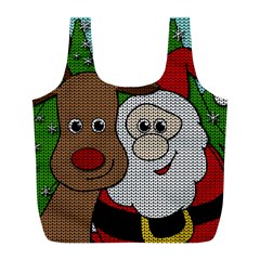 Santa and Rudolph selfie  Full Print Recycle Bags (L) 