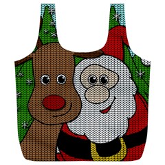 Santa and Rudolph selfie  Full Print Recycle Bags (L) 