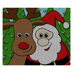 Santa and Rudolph selfie  Double Sided Flano Blanket (Small) 